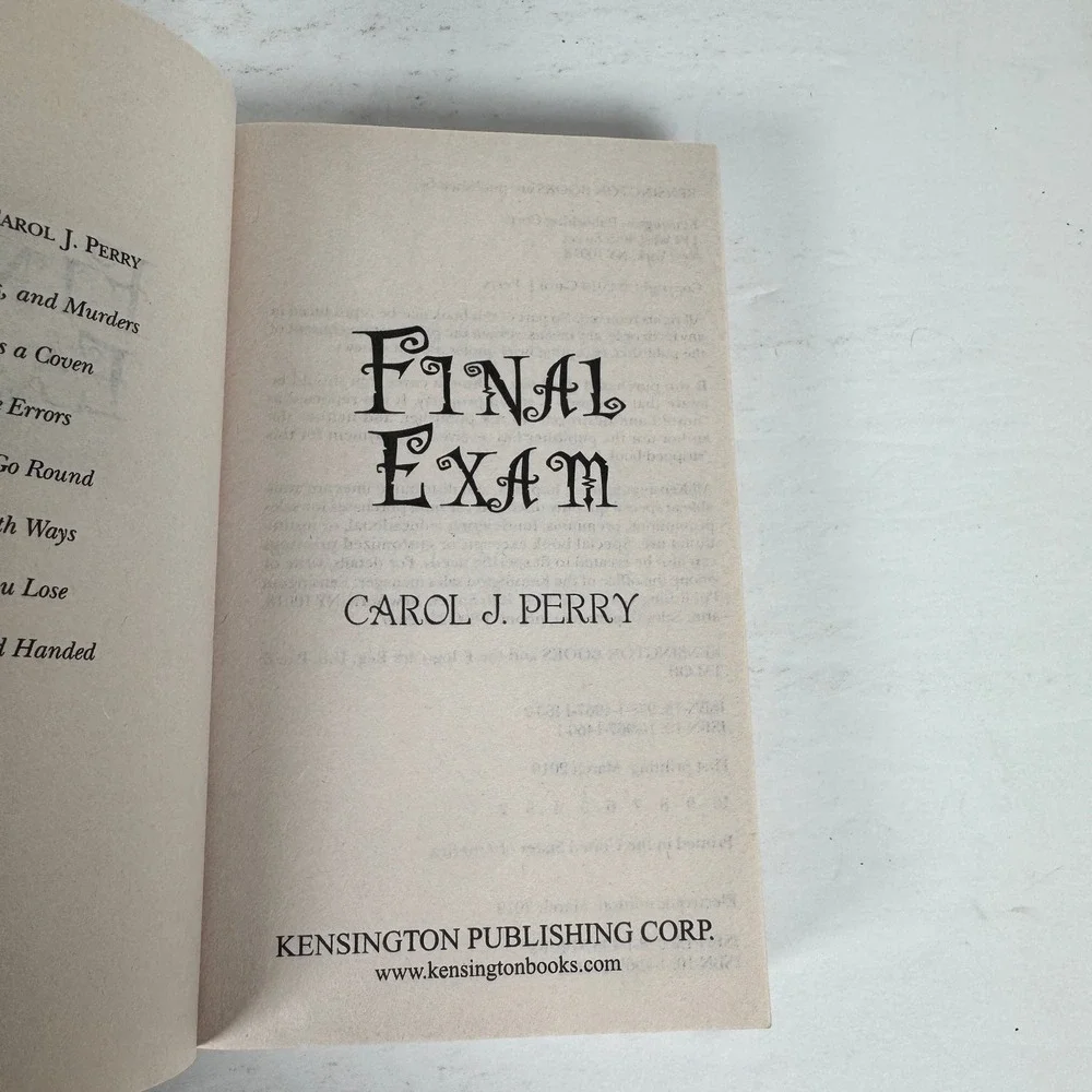 Final Exam Carol J. Perry 2019 First Printing Witch‎ City Mystery Kensington